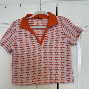 Zara cropped knit sweater shirt